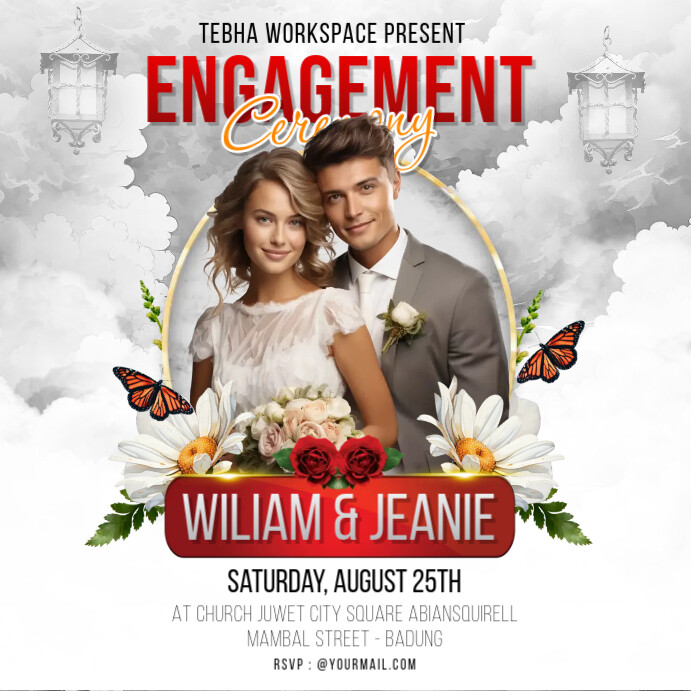 Engagement Ceremony Square Flyer or Poster Template | PosterMyWall