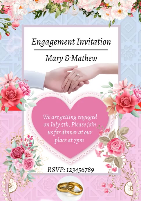 Engagement invitation announcement A4 template