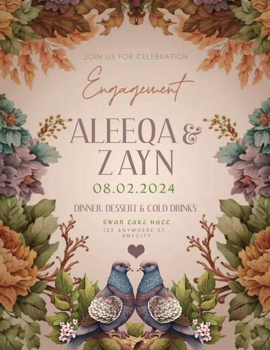 Engagement Invitation Floral Edition Template | PosterMyWall