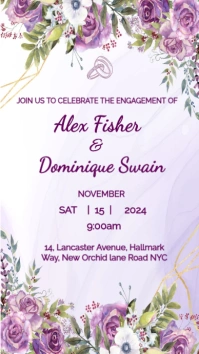 Engagement party invitation card template HD Digital Display (9:16)