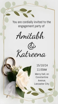 Engagement party invitation card template HD Digital Display (9:16)