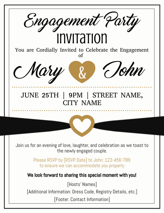 Engagement Party Invitation Printable Simple Template | PosterMyWall Engagement Party Invitation Printable Simple Template | PosterMyWall