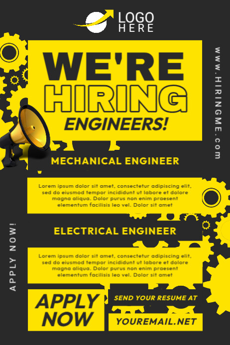 Engineer Hiring Poster Template | PosterMyWall