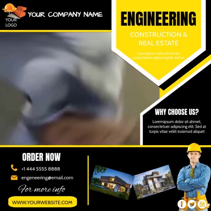 engineering and construction service template Post Instagram