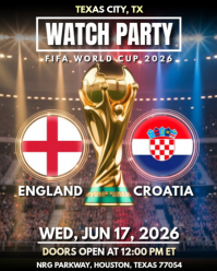ENGLAND VS CROATIA Watch Party : FIFA World Cup 2026 Instagram Portrait template