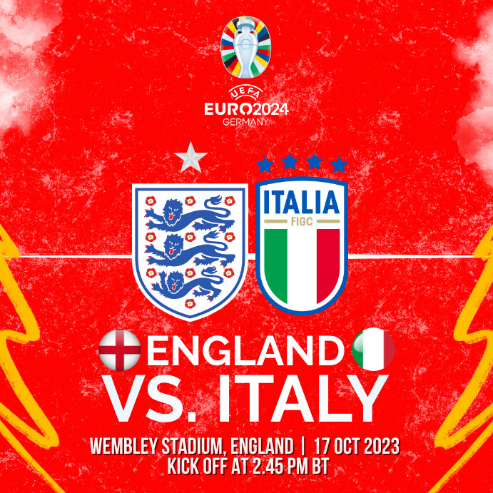 ENGLAND VS ITALY EURO 2025 MATCH DAY Template PosterMyWall