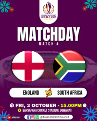 Purple Cricket Match Instagram Portrait Template