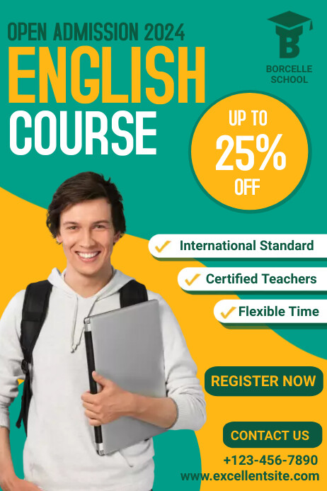 English Admission learning course template | PosterMyWall