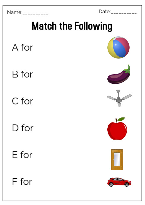 English Alphabet Match the following A for .. Template | PosterMyWall
