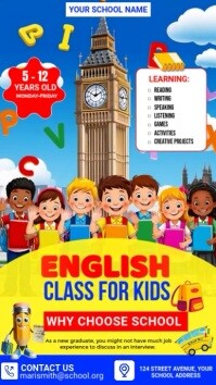 English class Video Pantalla Digital (9:16) template