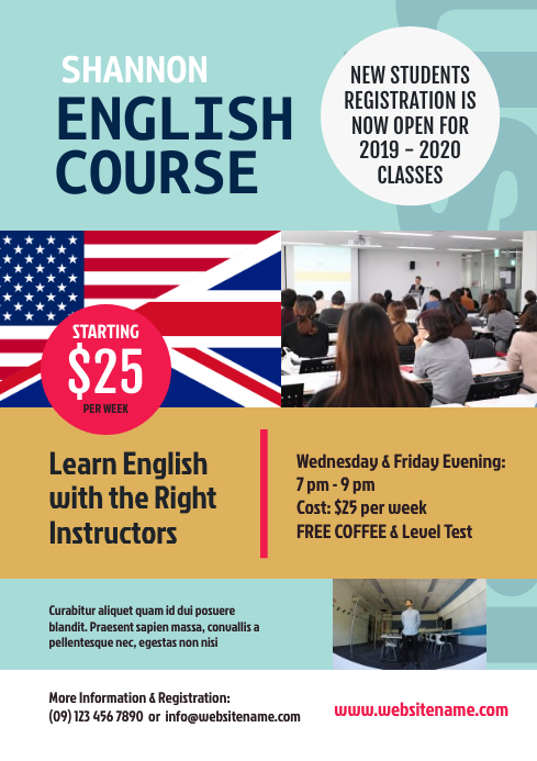 English Course Flyer Template | PosterMyWall