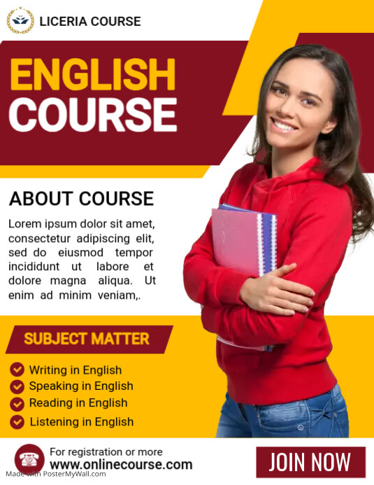 English learning online course template | PosterMyWall