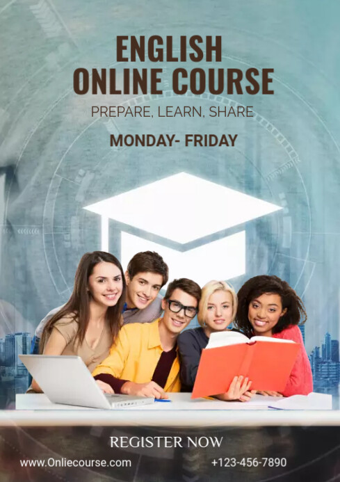 English learning online course template A4