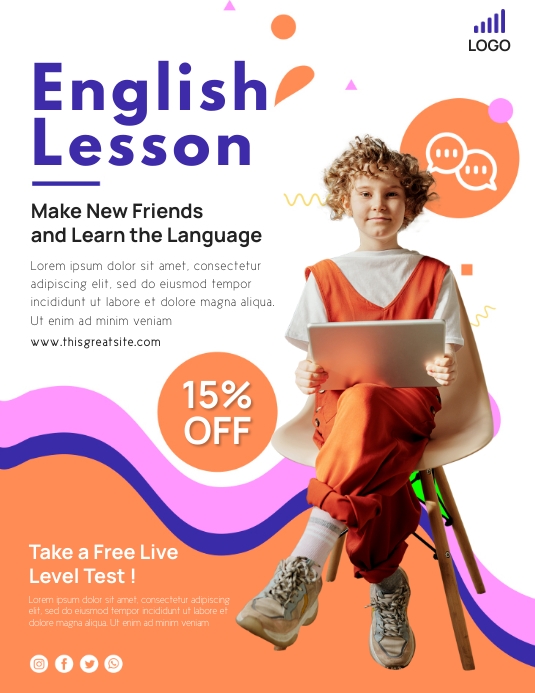 English Lesson Template Flyer | PosterMyWall