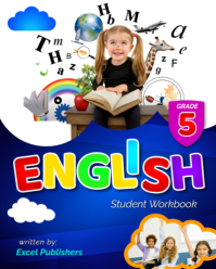 English literature kids grammar school students work book cover front page design print template Instagram Portrait