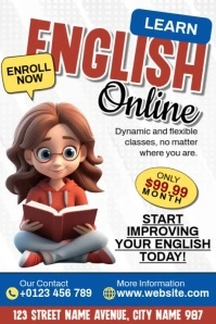 English Online Tutor Poster template