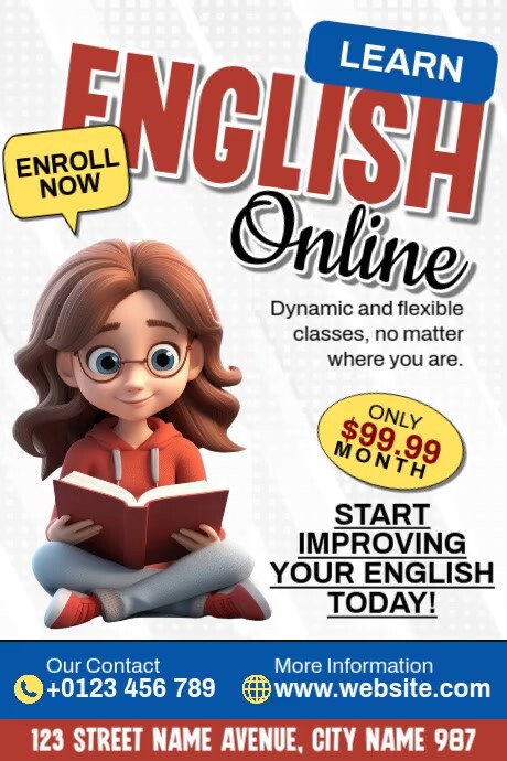 English Online Tutor Plakkaat template