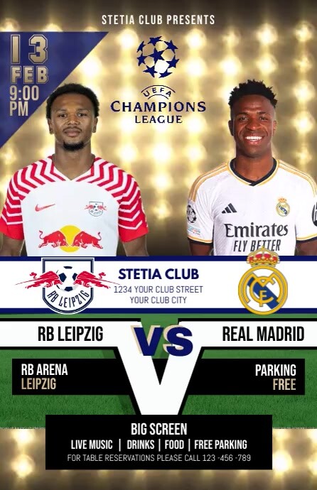 champions league, rb leipzig vs real madrid Tabloid template