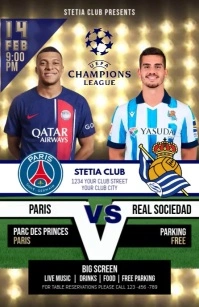 champions league, paris vs real sociedad Tabloid template