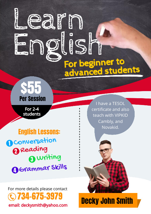 English Tutoring Flyer Template | PosterMyWall
