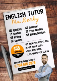 English Tutoring Flyer A4 template