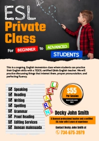 English Tutoring Flyer A4 template