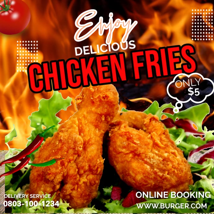 Enjoy delicious chicken fries Instagram na Post template