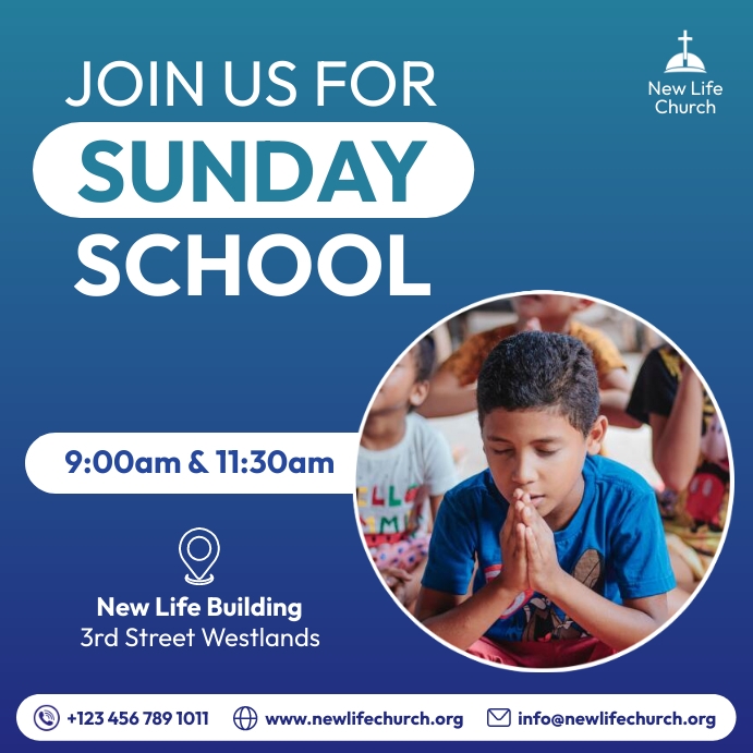 Enroll your child for Sunday school Template PosterMyWall
