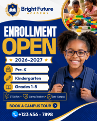 Enrollment Open Kids Academy Flyer Instagram Portrait template