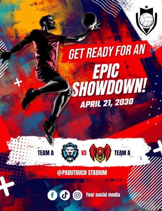 Showdown Poster Examples Epic Showdown match Handball Poster Template | PosterMyWall