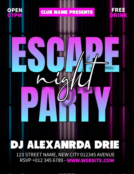 Modèle Escape Night Party | PosterMyWall