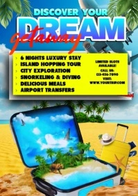 Escape Now To Tropical Paradise A4 template