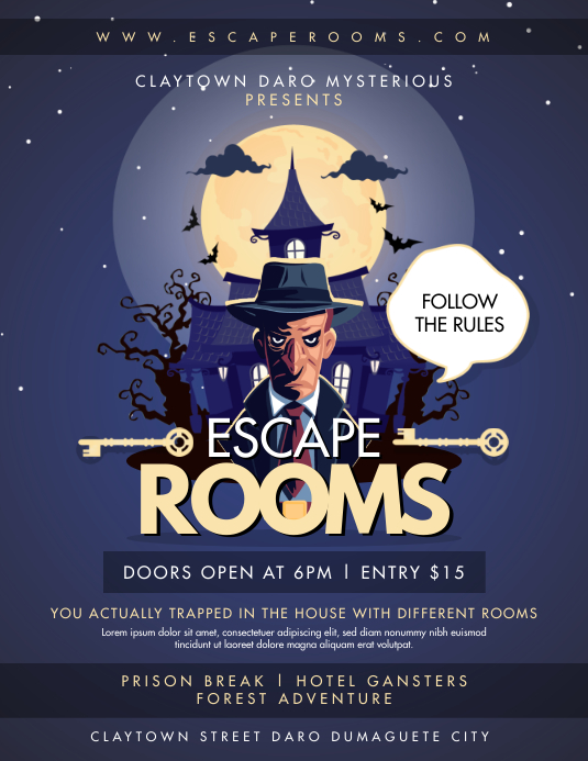 Escape Room Castle Party Game Flyer Template PosterMyWall