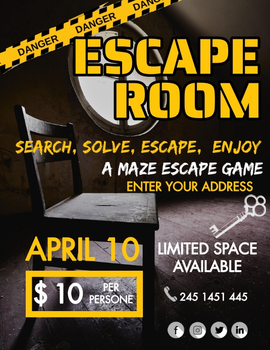 ESCAPE ROOM Template PosterMyWall escape-room-template-postermywall