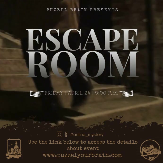 Escape Room Event Online Invitation Carré (1:1) template