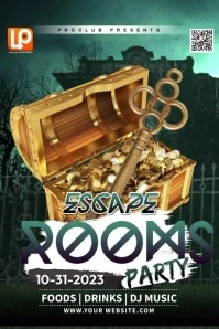 Escape Rooms Party Poster template