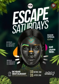 Escape Saturdays Party Design Template A4