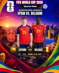 españa vs belgica FIFA World Cup 2026 Quarter-Final Instagram Portrait Video template