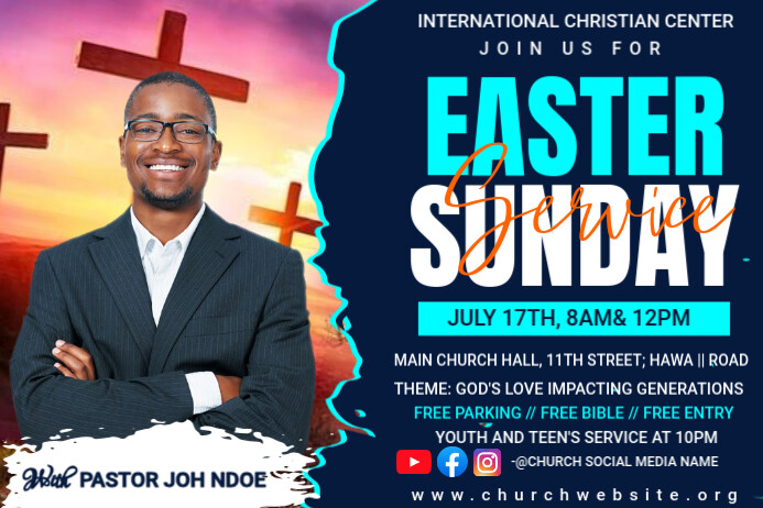 ester sunday service post Banner 4' × 6' template
