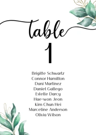 Eucalyptus Wedding Table Number A6 template
