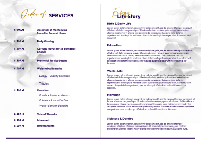 Copy of Eulogy programme inside | PosterMyWall