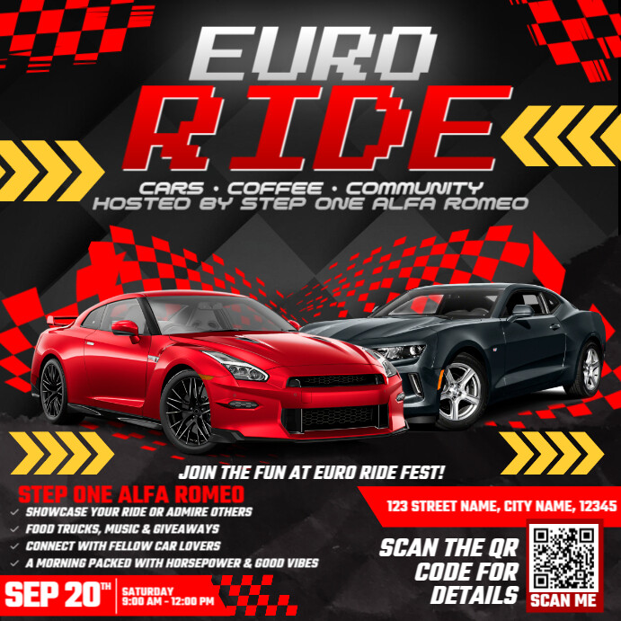 EURO RIDE SPEED AND STYLE Instagram Post template