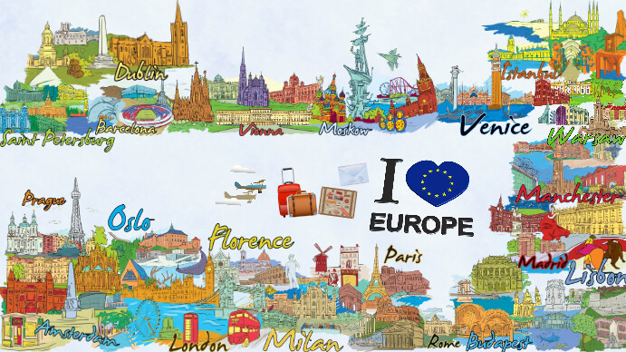 Europe Card Examples Europe cities tour post card Template | PosterMyWall