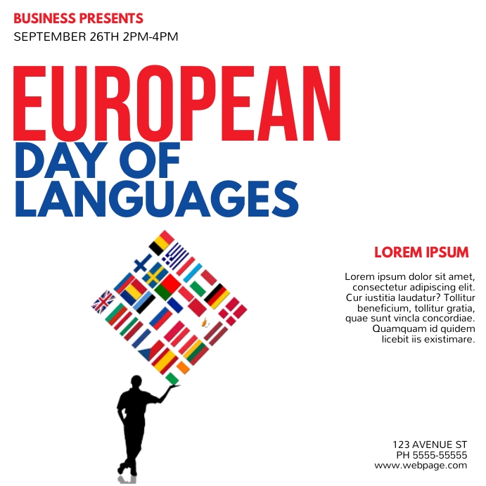 European Day of languages Instagram Post. Template | PosterMyWall
