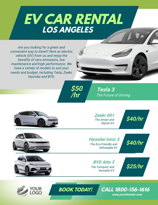 EV Car Rental Flyer Template | PosterMyWall