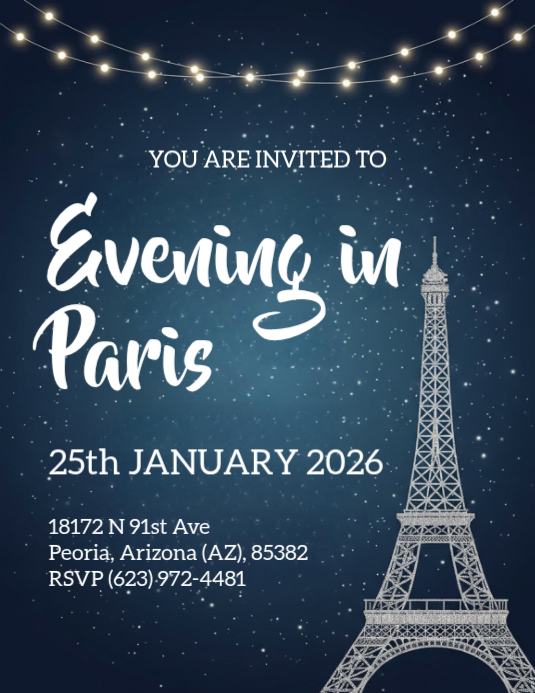 Evening in paris party invitation Template | PosterMyWall