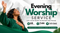 White Evening Worship Service YouTube Thumbnail Template