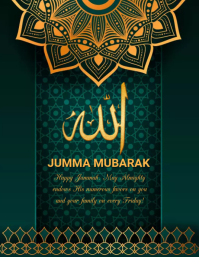 สีเขียว Jumma Mubarak Iflaya Template