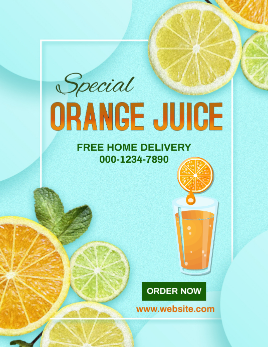 Orange juice,juice shop,event Ulotka (US Letter) template