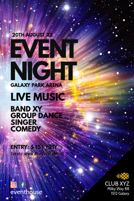 Event Advert Night Stars Galaxy Universe ad Template | PosterMyWall